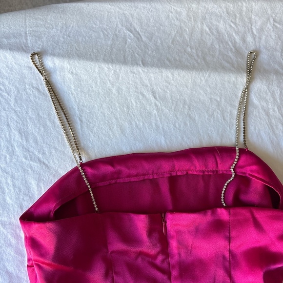 ZARA hot pink mini dress with rhinestone straps - Picture 3 of 4